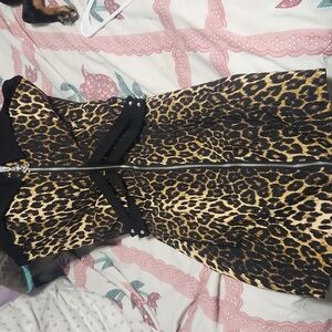 2x Killstar Leopard Pin Up Dress Goth Rockabilly Psychobilly Pencil Punk XXL